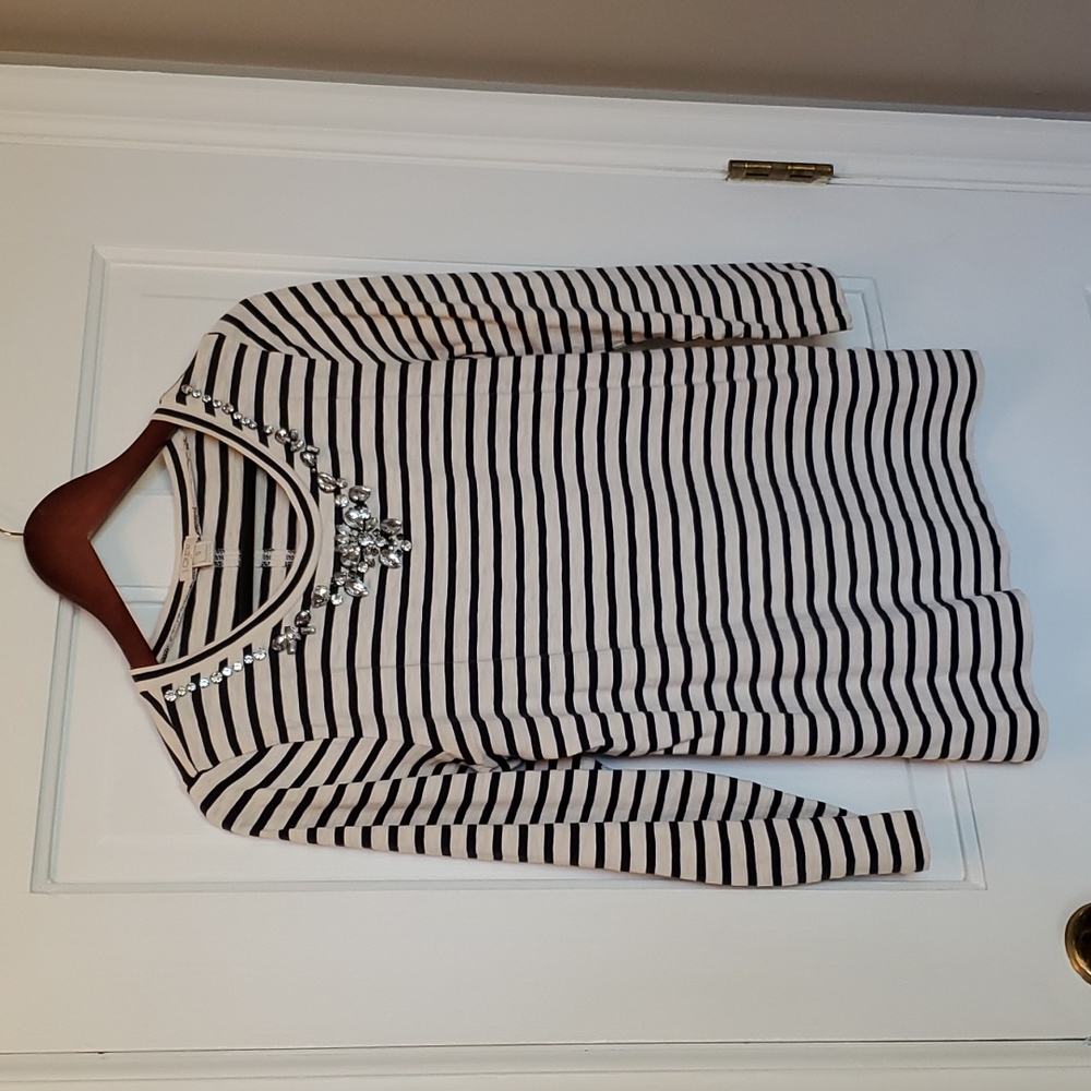 J. Crew 3/4 Sleeve Jeweled Top